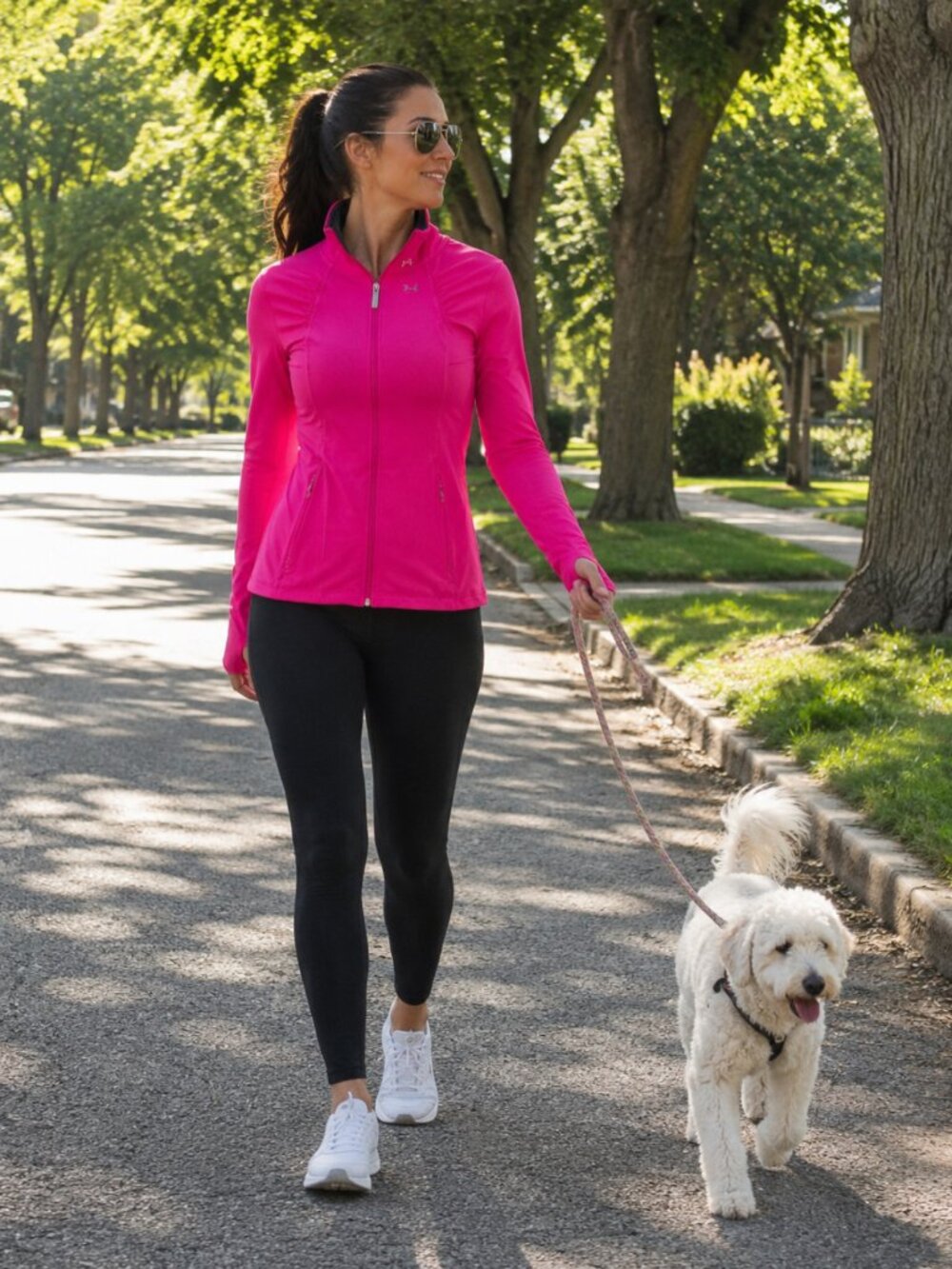 Under Armour Pink Full Zip Athleisure Jacket Thumb Holes Ruching Yoga Workout Sm